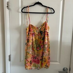 Yellow Floral Spaghetti-Strap Camisole Top